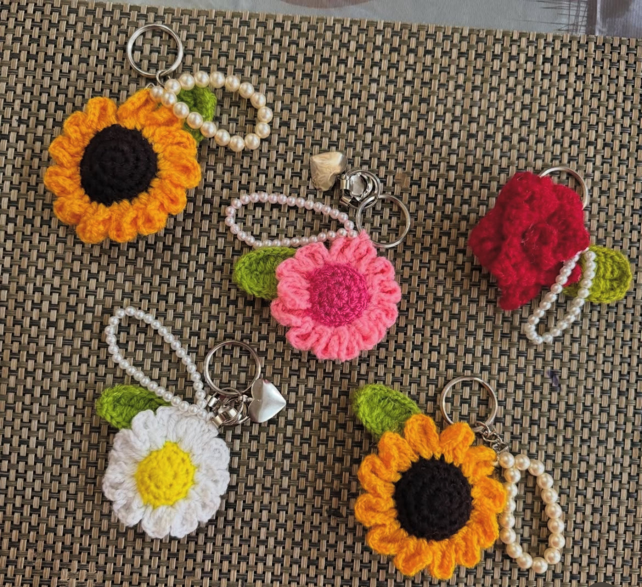 Flower Crochet Keychains